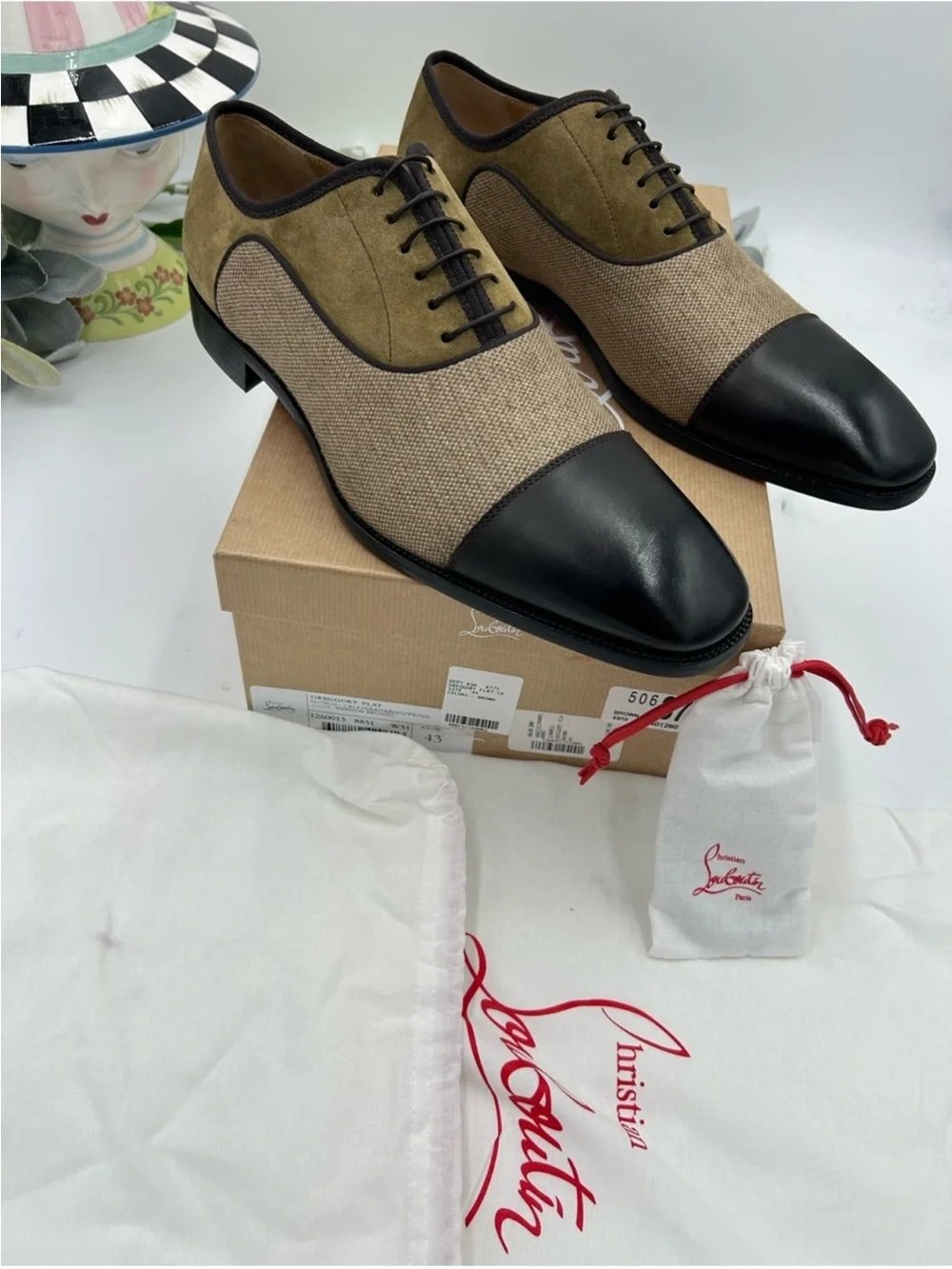 Men’s Christian Louboutin Gregory velvet twill and leather Oxford size 43